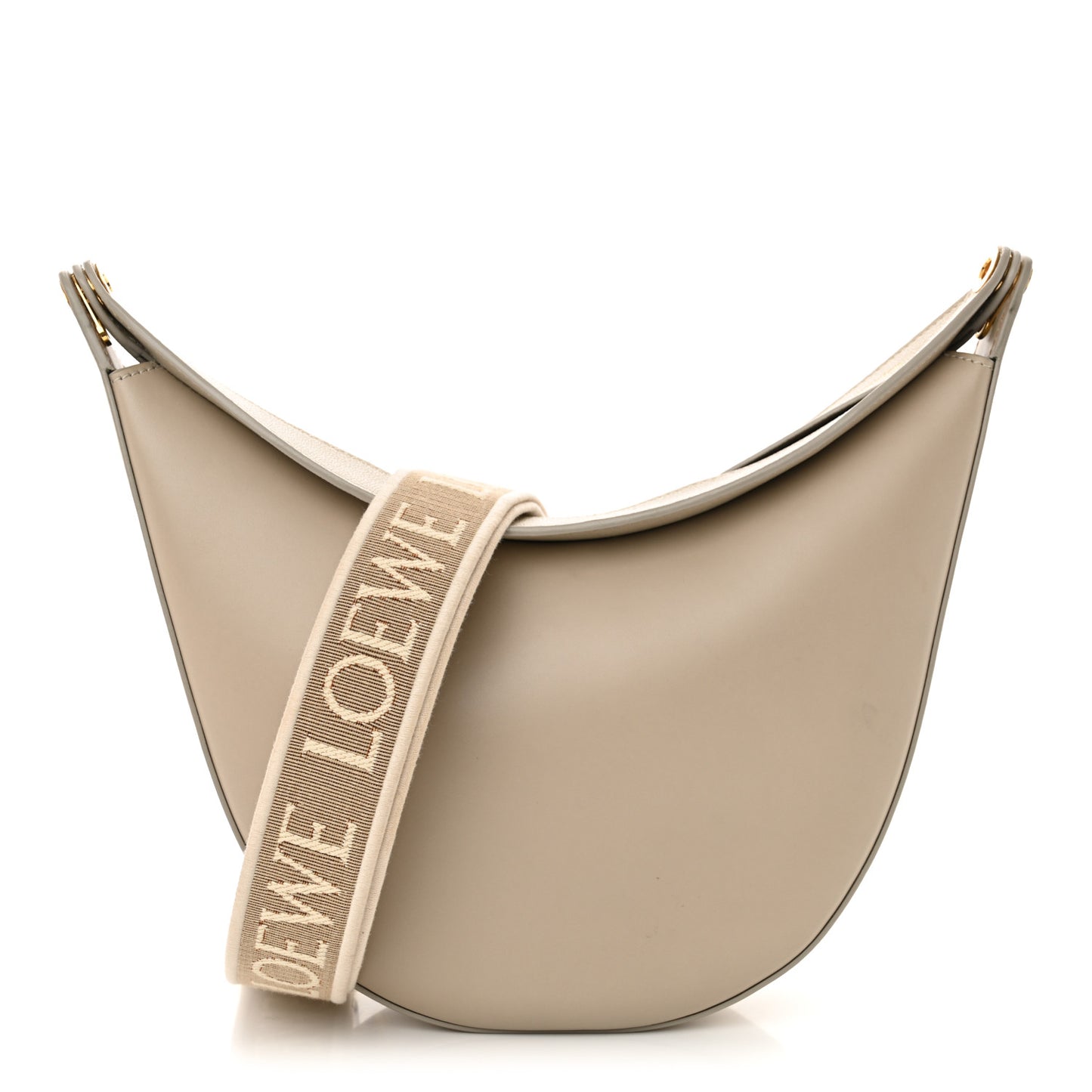 Satin Calfskin Jacquard Small Luna Bag Oat