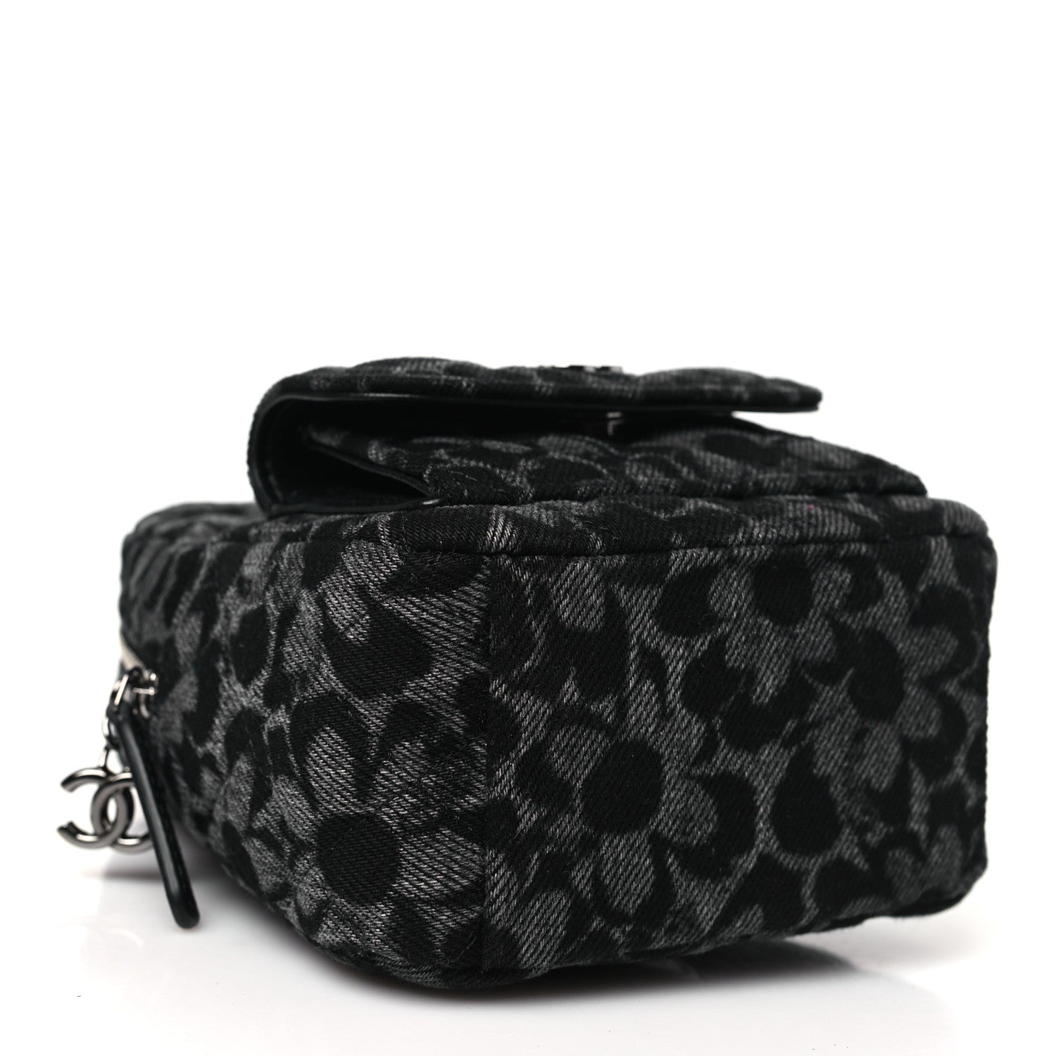 Chanel Denim Quilted Flower CC Mini Classic Backpack Black 4 of 11