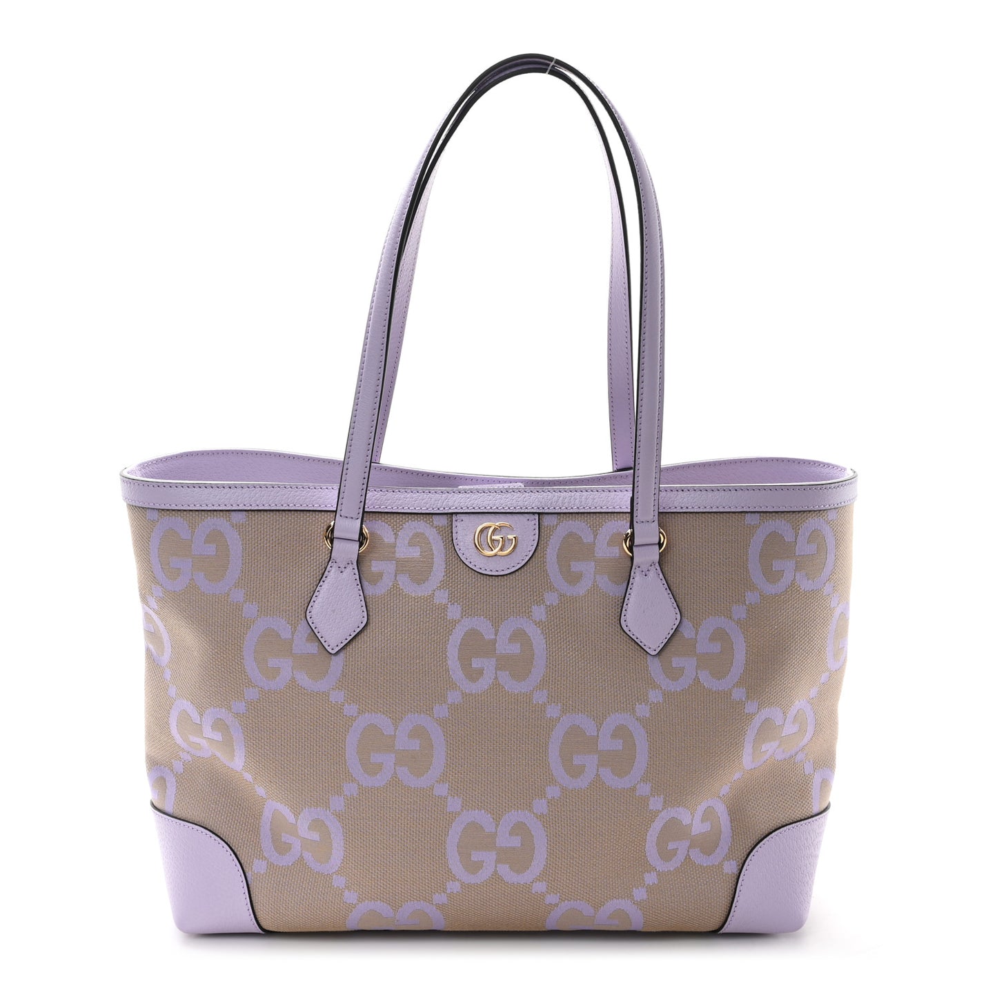 Monogram Jumbo GG Textured Dollar Calfskin Medium Ophidia Shopping Tote Beige Lapis