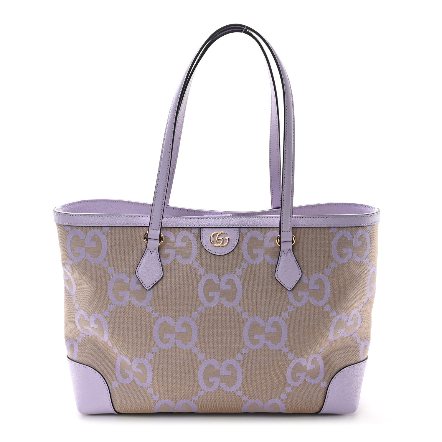 Gucci Monogram Jumbo GG Textured Dollar Calfskin Medium Ophidia Shopping Tote Beige Lapis 1 of 9