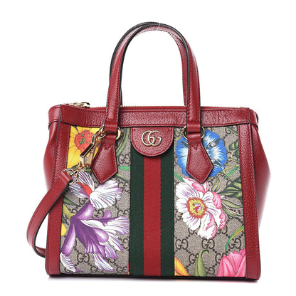 Gucci GG Supreme Monogram Flora Web Small Ophidia Tote Bag Red 1 of 10