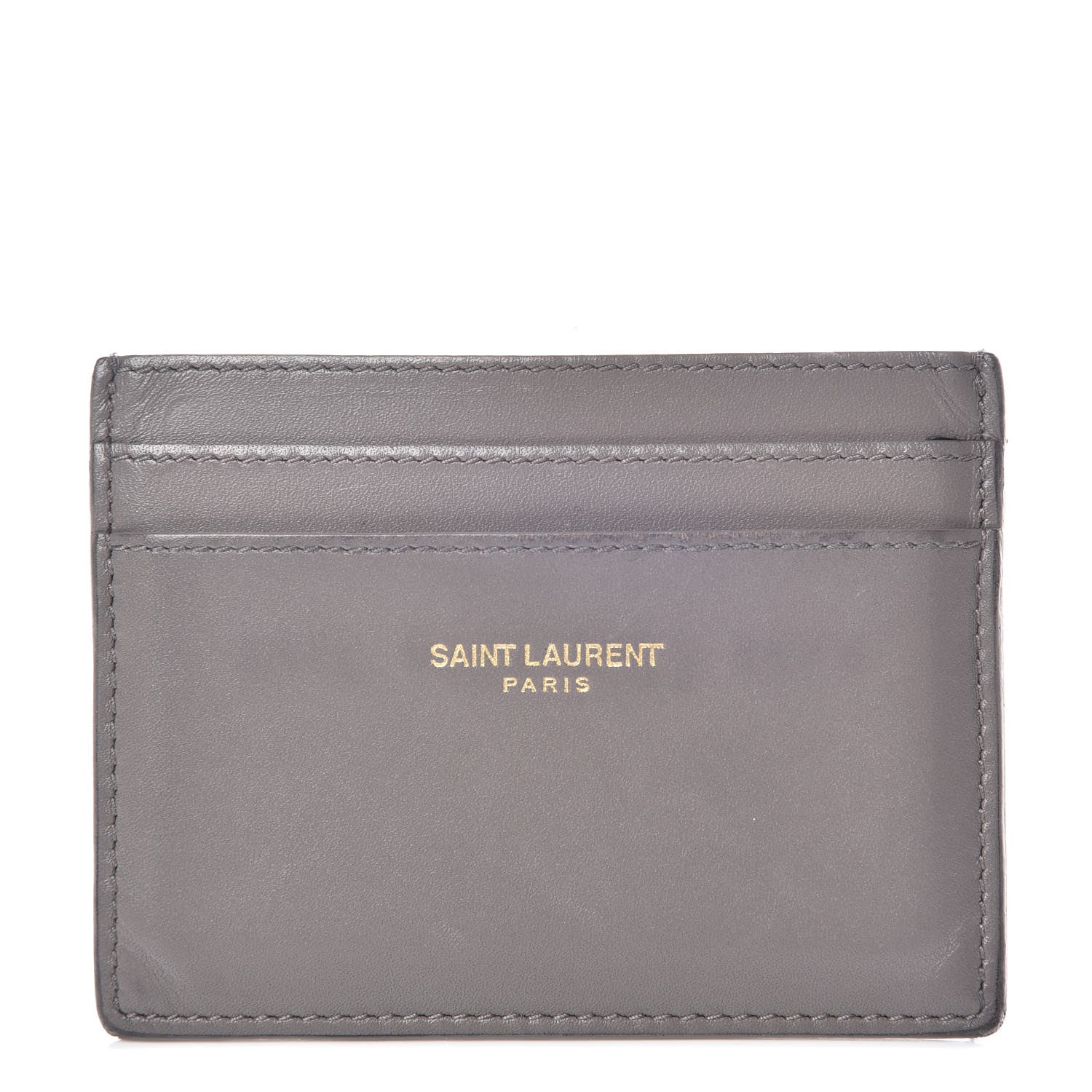 Saint Laurent Calfskin Credit Card Case Fog 1 of 12