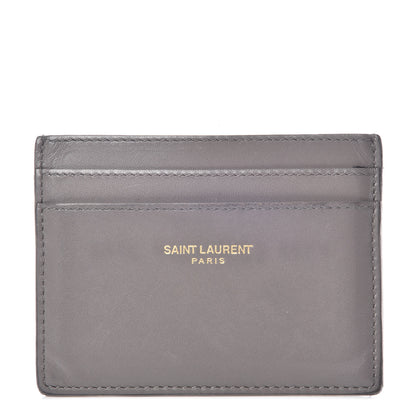Saint Laurent Calfskin Credit Card Case Fog 1 of 12