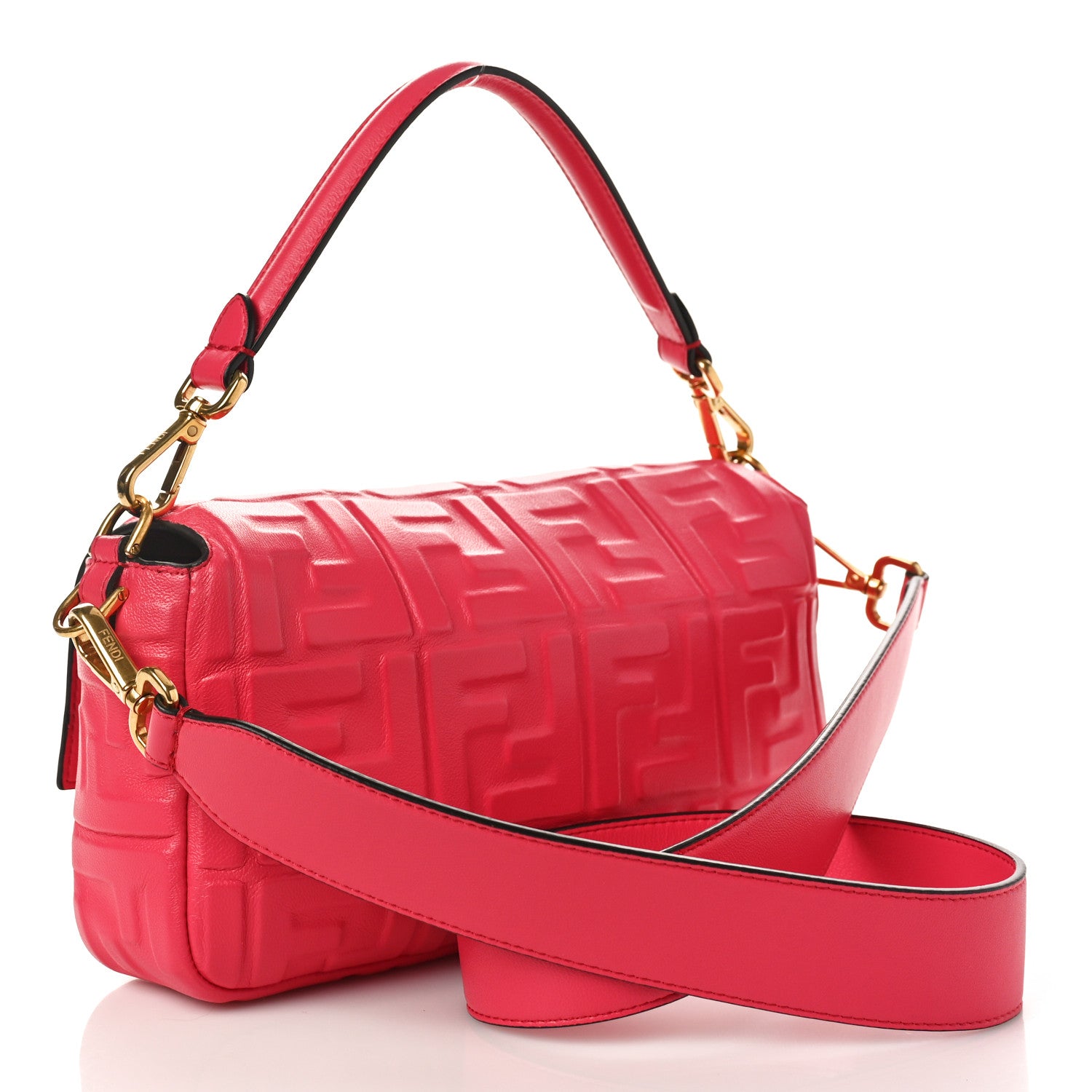 Fendi Nappa FF 1974 Embossed Baguette Lampone 3 of 9