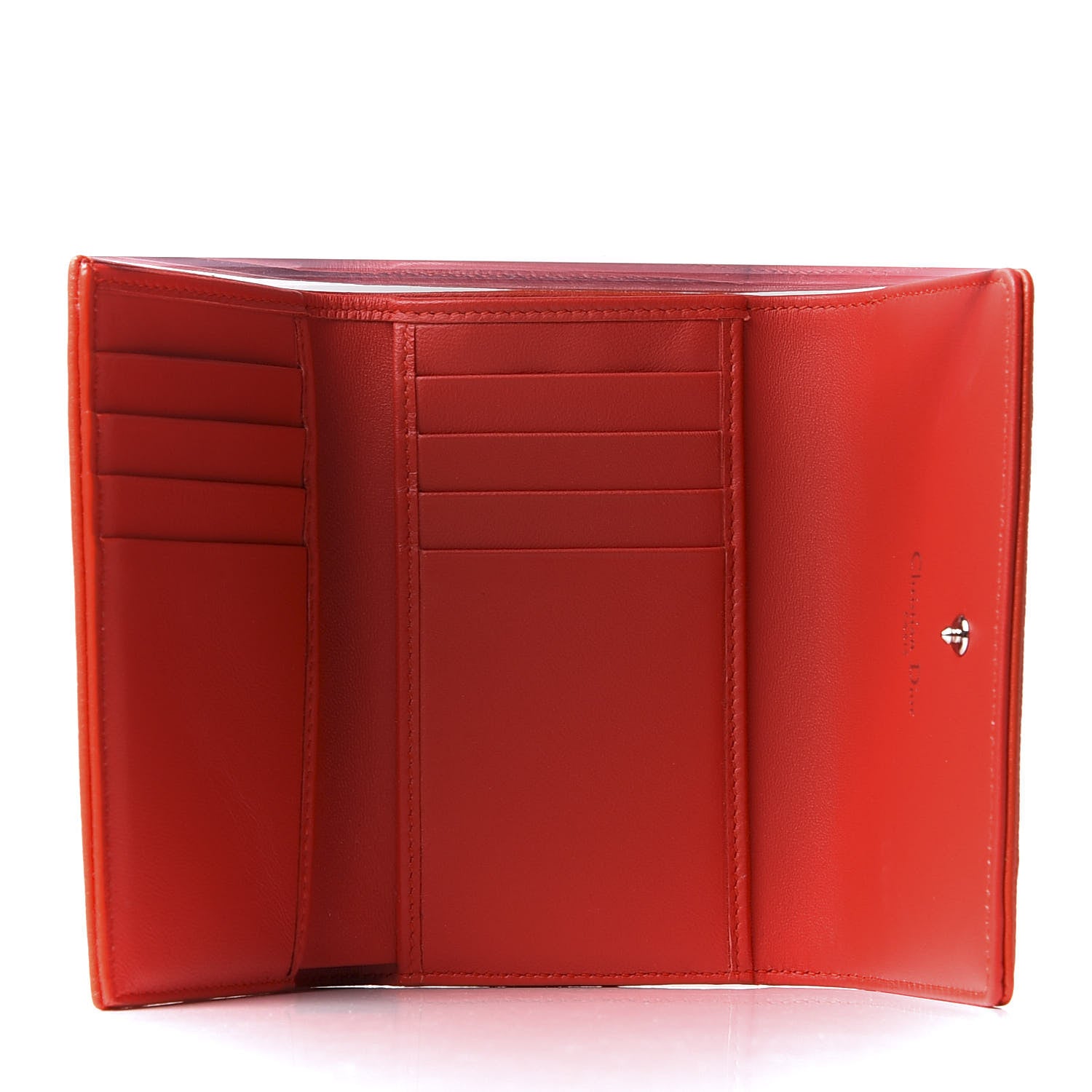 Christian Dior Grained Calfskin Cannage Diorama Elancee Wallet Inferno Red 4 of 11