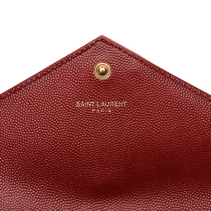 Saint Laurent Grain De Poudre Matelasse Chevron Monogram Flap Wallet New Red 6 of 7