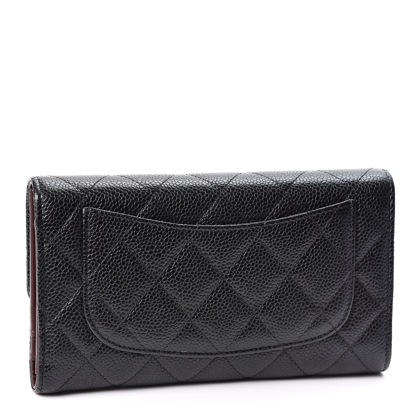 Caviar Quilted Large Flap Wallet Black