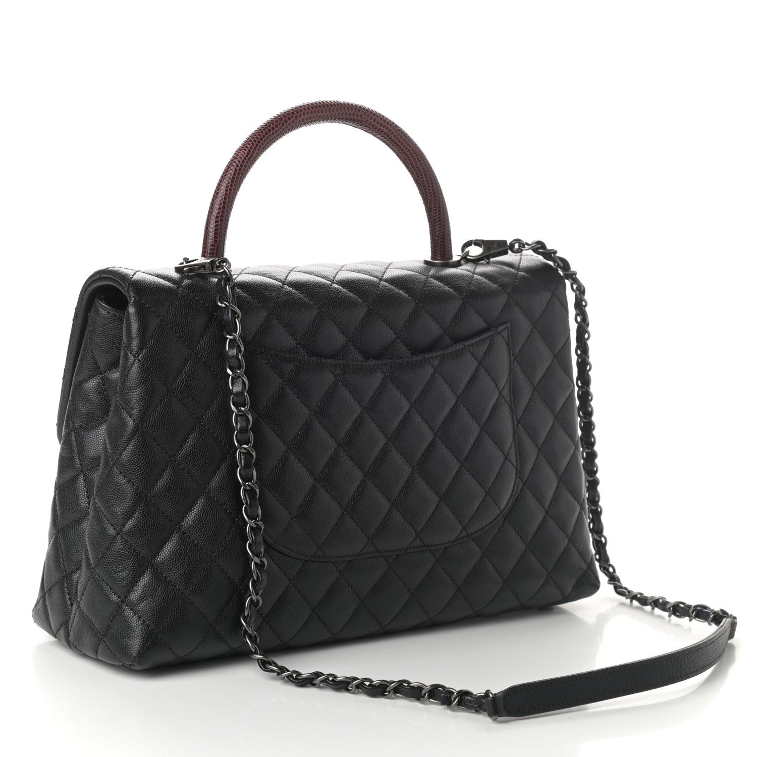Chanel Caviar Lizard Quilted Medium Coco Handle Flap Black 3 of 10