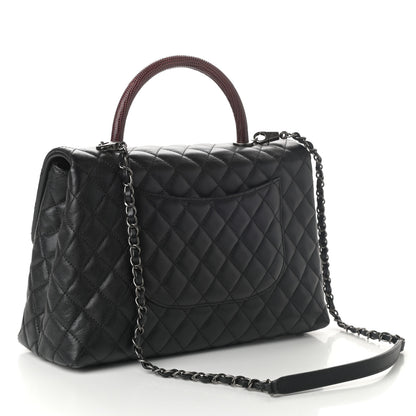 Chanel Caviar Lizard Quilted Medium Coco Handle Flap Black 3 of 10