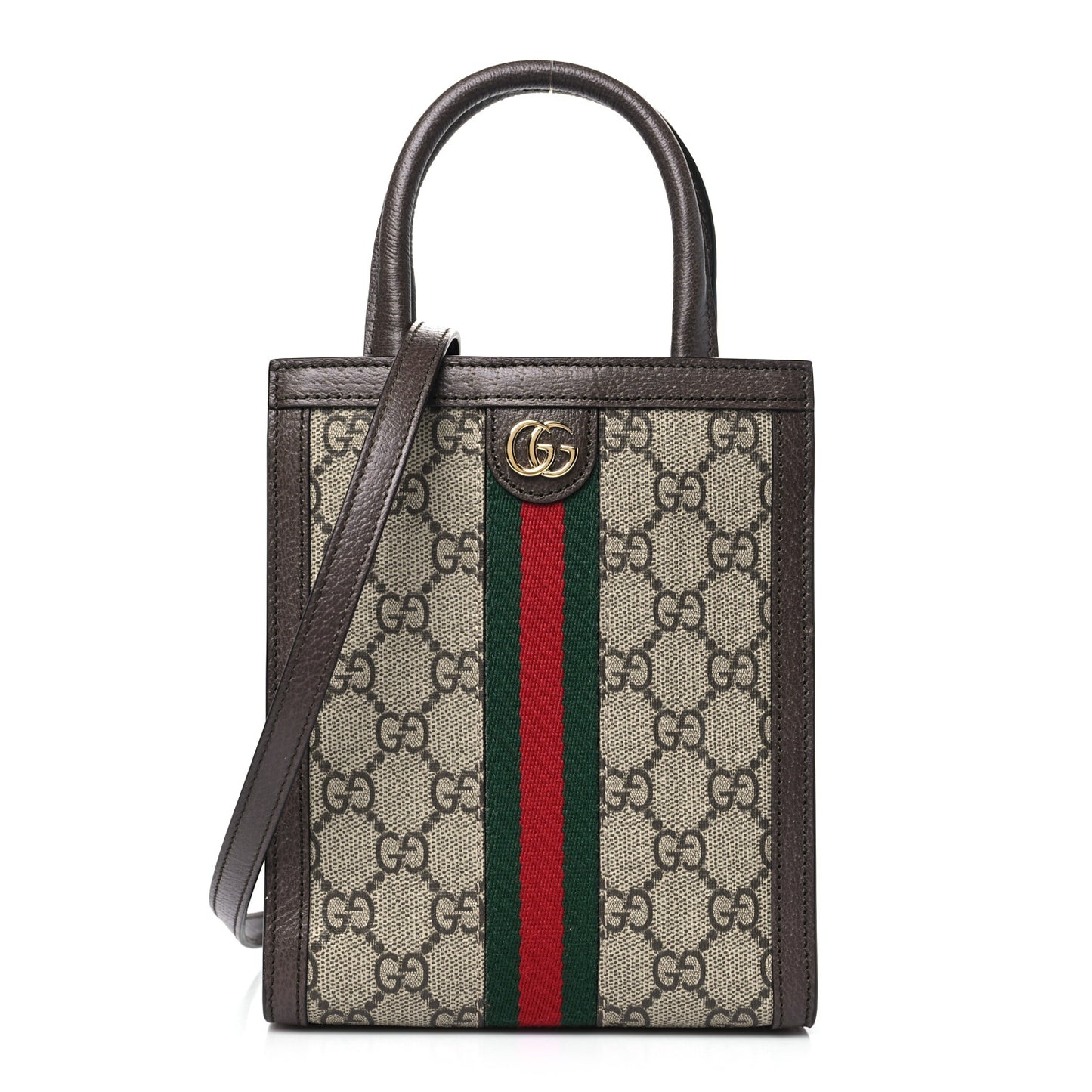 GG Supreme Monogram Textured Dollar Calfskin Web Super Mini Ophidia Mini Tote Bag Beige Ebony New Acero