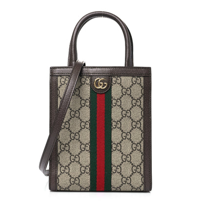 Gucci GG Supreme Monogram Textured Dollar Calfskin Web Super Mini Ophidia Mini Tote Bag Beige Ebony New Acero 1 of 10