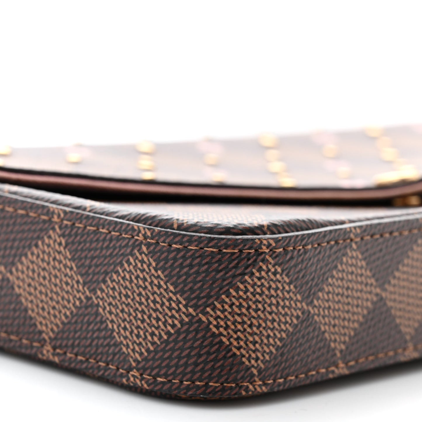 Damier Ebene Studded Pochette Felicie Chain Wallet