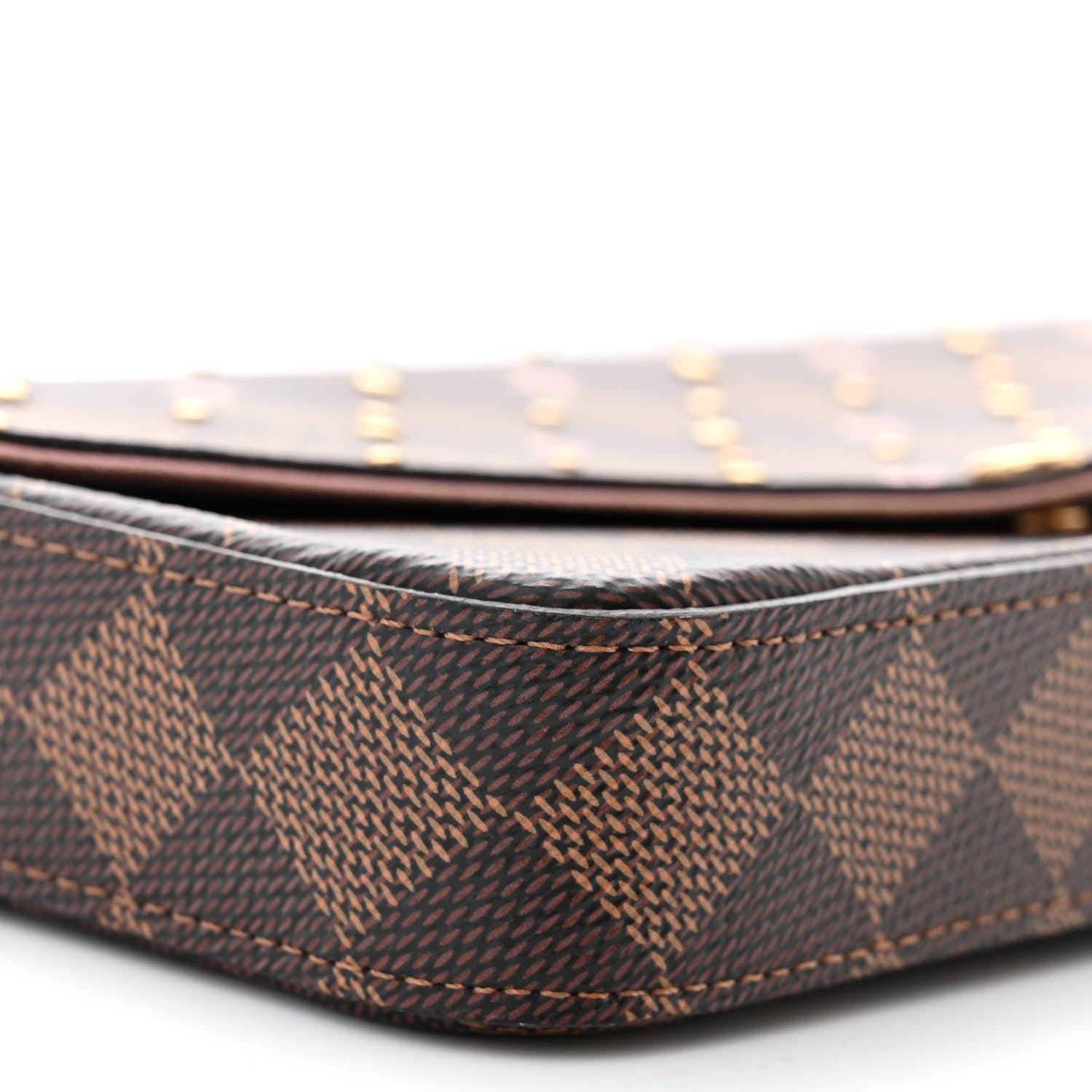 Louis Vuitton Damier Ebene Studded Pochette Felicie Chain Wallet 8 of 9