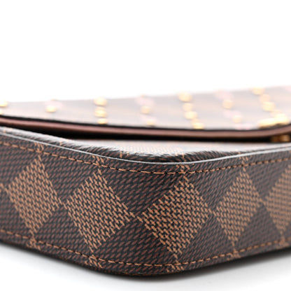 Louis Vuitton Damier Ebene Studded Pochette Felicie Chain Wallet 8 of 9