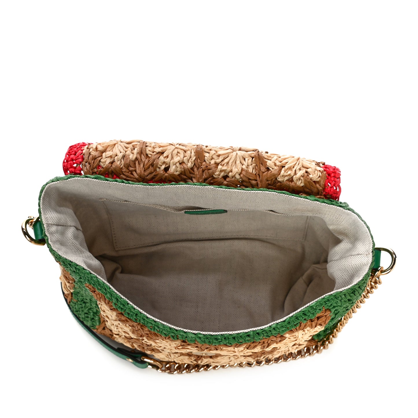 Raffia Azalea Calfskin Crochet Flower Small GG Marmont Shoulder Bag Natural Ecru Green Red New Shamarock