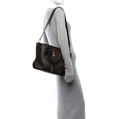 Louis Vuitton Monogram Flower Zipped Tote MM Black 2 of 11