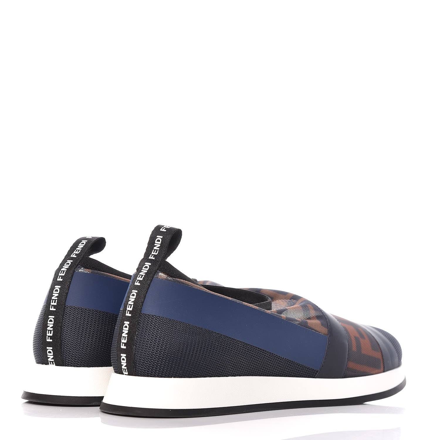Fendi Technical Mesh Tulle Slip On Sneaker 35 Blue Tobacco 4 of 11