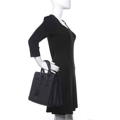 Saint Laurent Grained Calfskin Small Sac De Jour Petrol 2 of 13