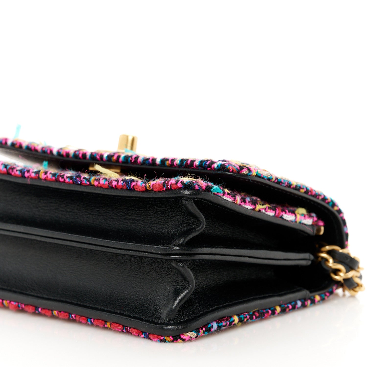 Chanel Tweed Quilted CC Mini Wallet On Chain WOC Pink Multicolor 12 of 14