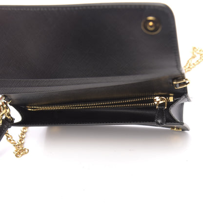 Prada Saffiano Metal Phone Wristlet Crossbody Wallet Black 4 of 9