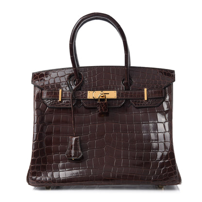 Hermes Shiny Niloticus Crocodile Birkin 30 Havane 1 of 12