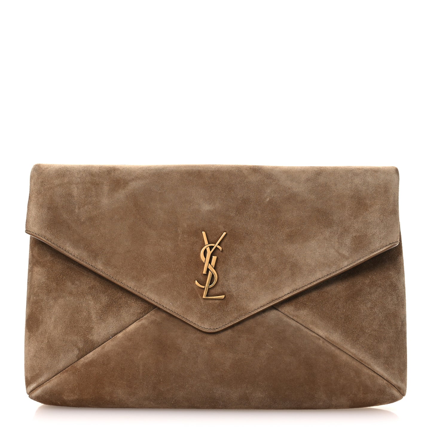 Suede Large Cassandre Envelope Pouch Golden Leaf