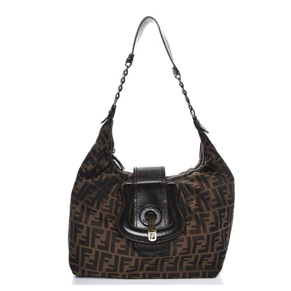Fendi Zucca B Buckle Hobo Tobacco Castagna 1 of 8