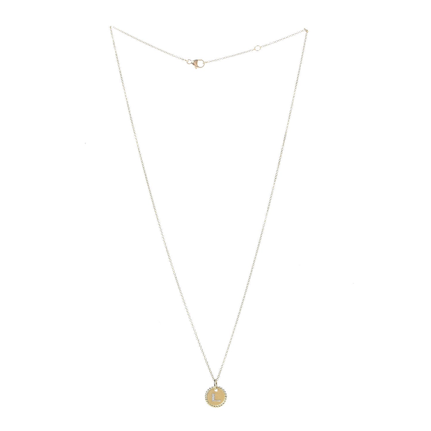 18K Yellow Gold Diamond Initial L Charm Necklace