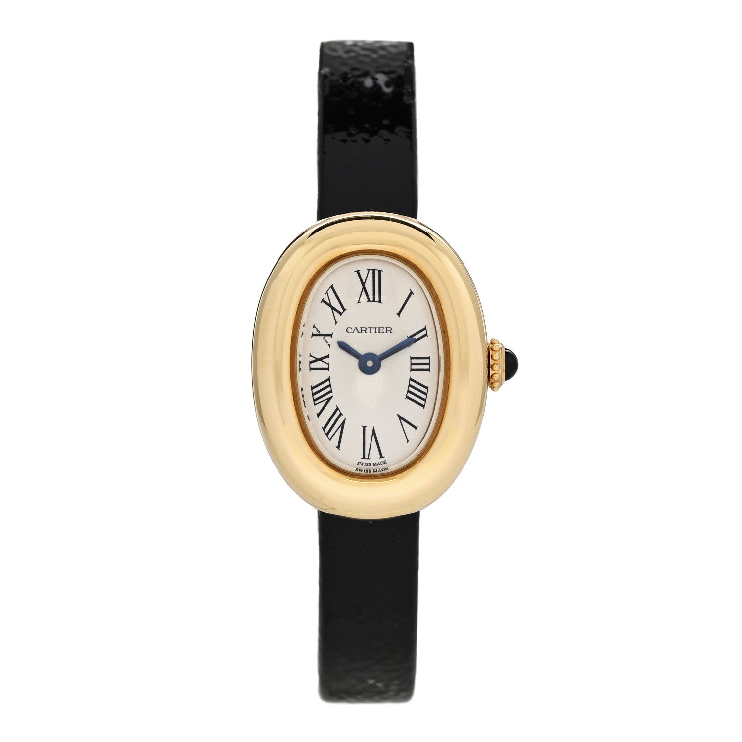 Cartier 18K Yellow Gold Calfskin 18mm Baignoire Quartz Watch 1 of 5