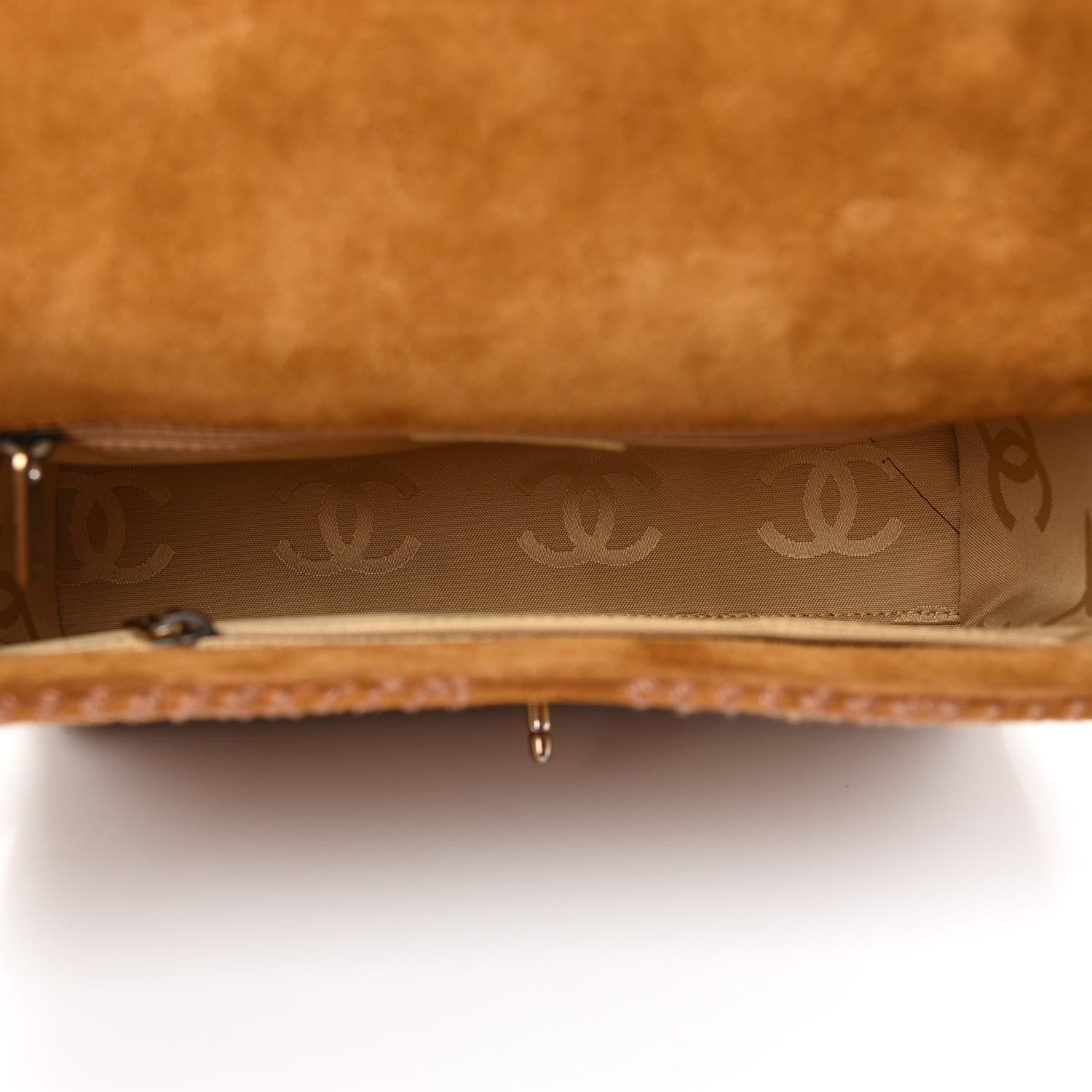 Chanel Suede Stitched CC Messenger Flap Bag Beige 5 of 9