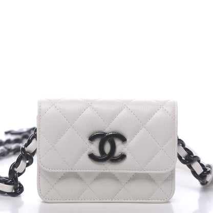 Chanel Caviar Quilted My Everything Belt Flap Card Holder White 9 of 12