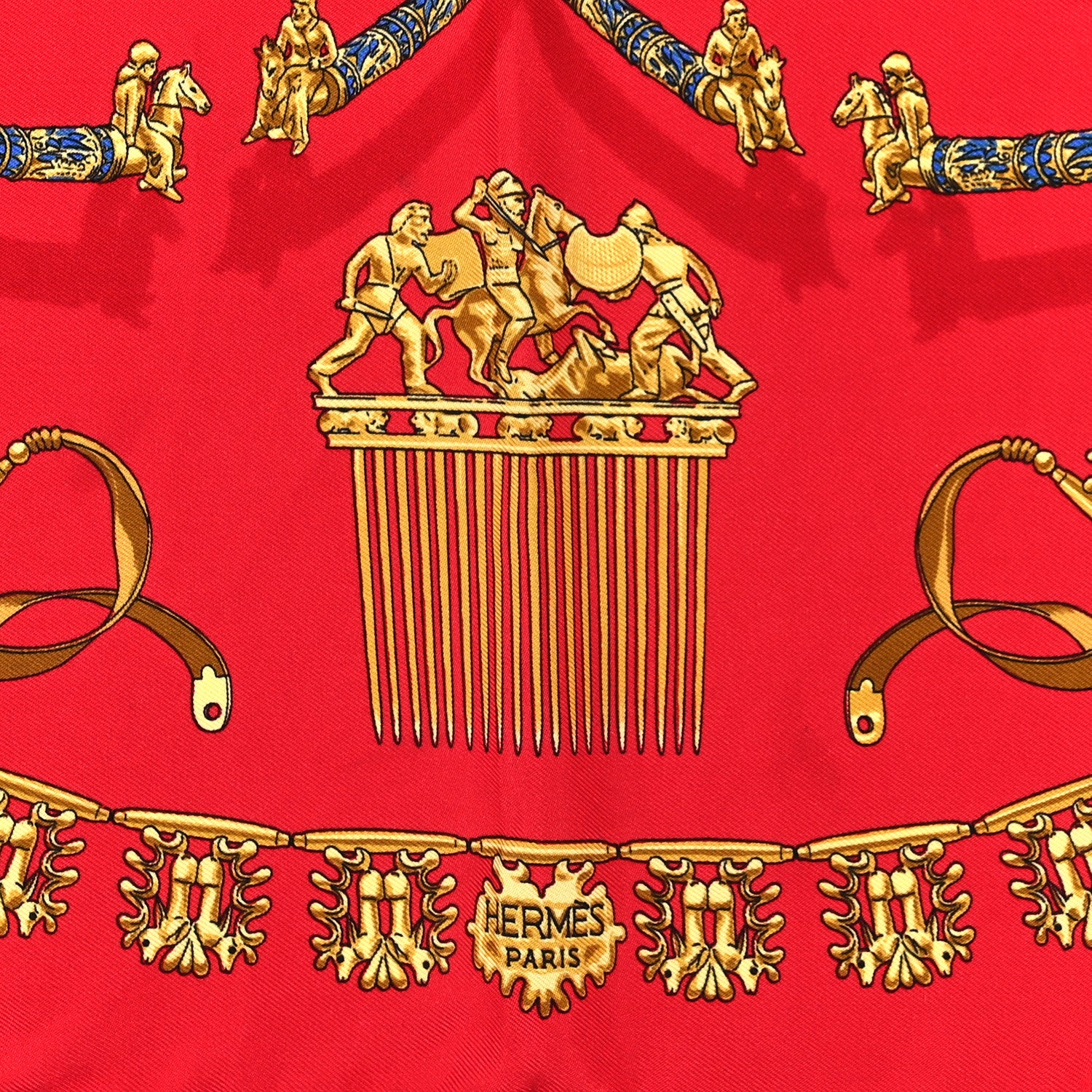 Hermes Silk Mousseline Les Cavaliers D'Or Scarf 2 of 4