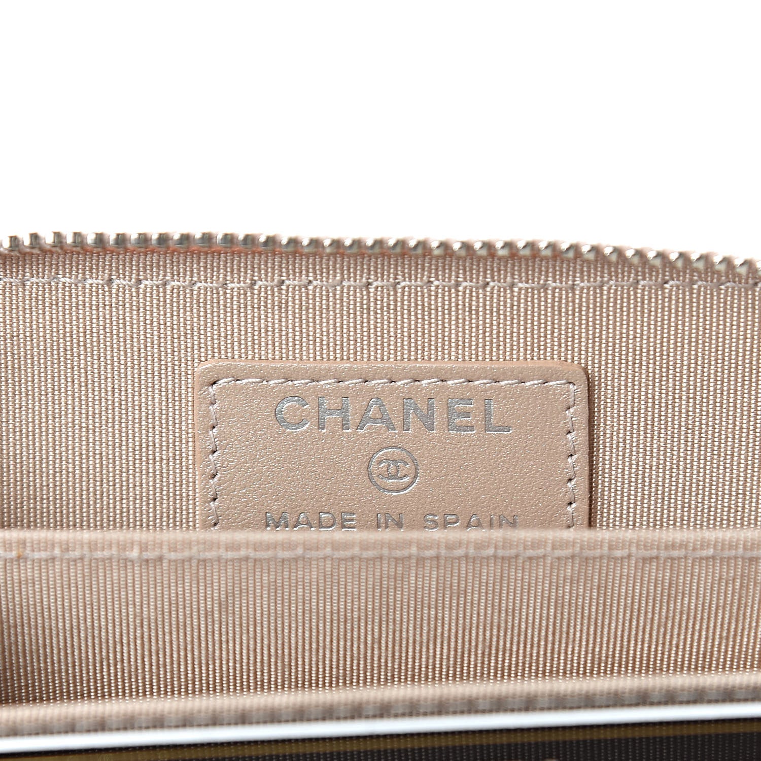 Chanel Metallic Caviar Chevron Quilted Zip Around Coin Purse Light Gold 6 of 8