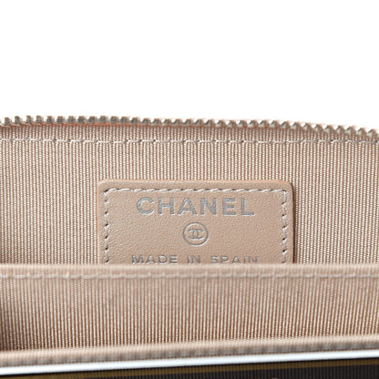 Chanel Metallic Caviar Chevron Quilted Zip Around Coin Purse Light Gold 6 of 8