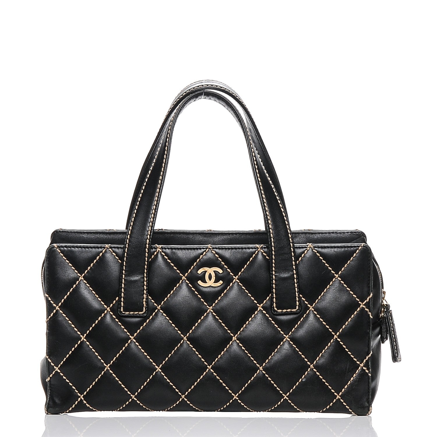 Chanel Calfskin Contrast Stitch Surpique Bowler Black 1 of 7