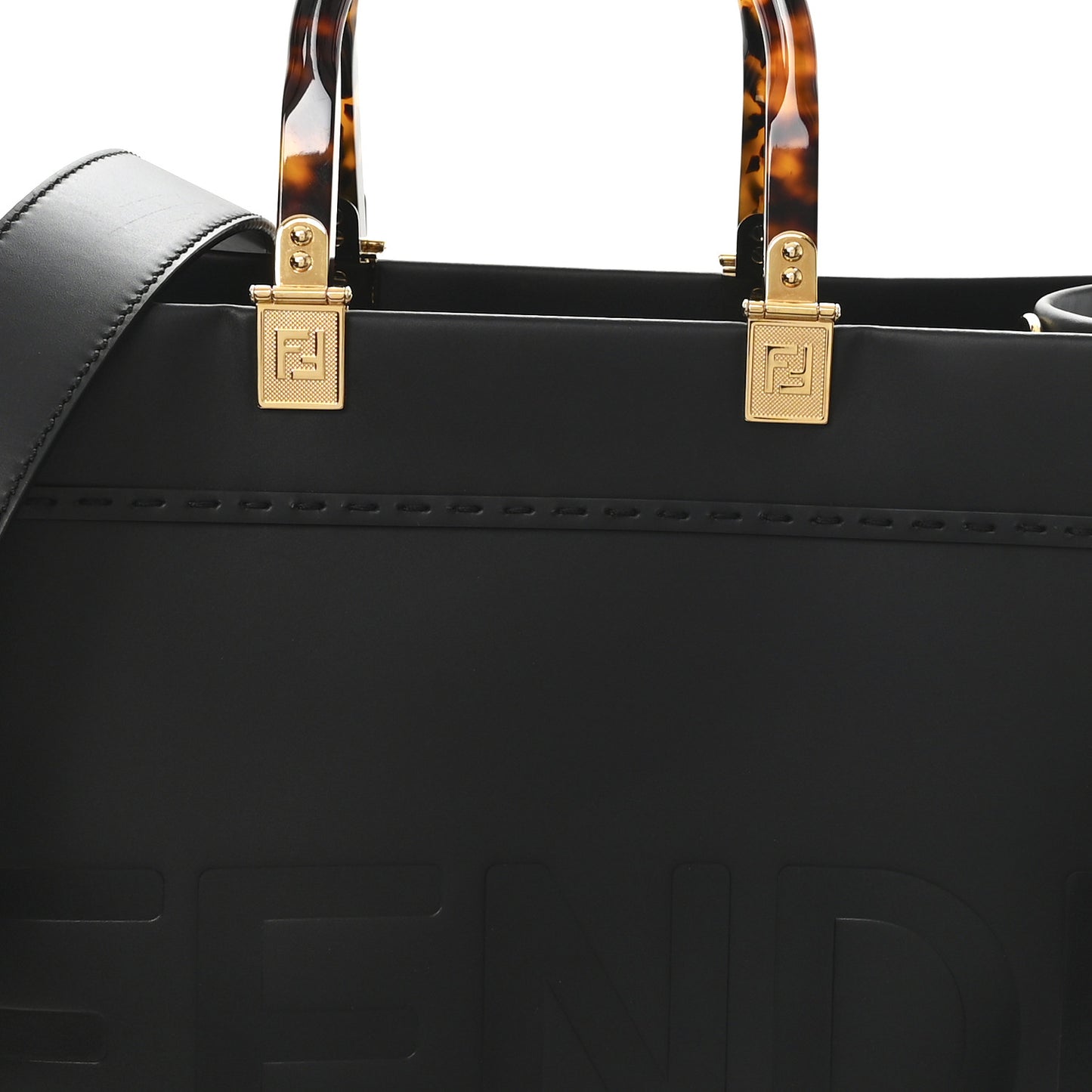 Vitello King Plexiglass Medium Fendi Sunshine Shopper Tote Black