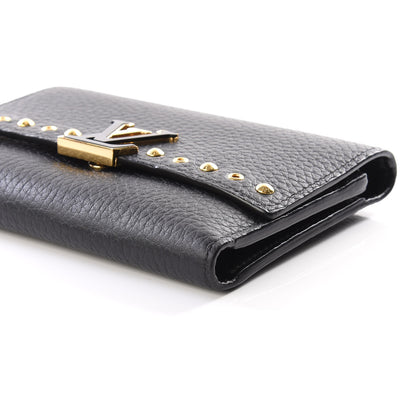 Louis Vuitton Taurillon Capucines Studded Compact Wallet Black 6 of 12