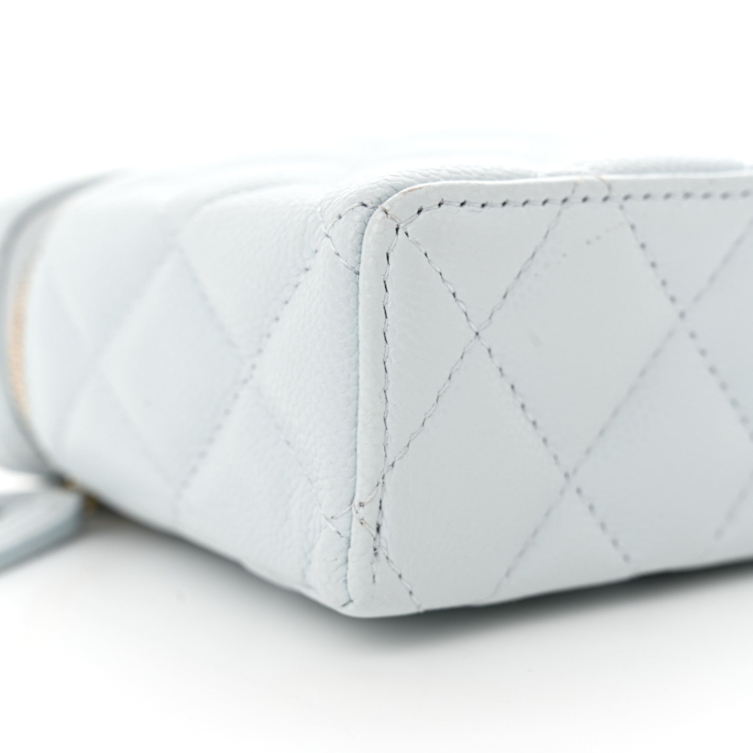 Chanel Caviar Quilted Top Handle Slim Vanity With Chain Light Blue 9 of 11