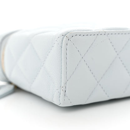 Chanel Caviar Quilted Top Handle Slim Vanity With Chain Light Blue 9 of 11