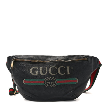 Gucci Grained Calfskin Logo Belt Bag Black 1 of 12