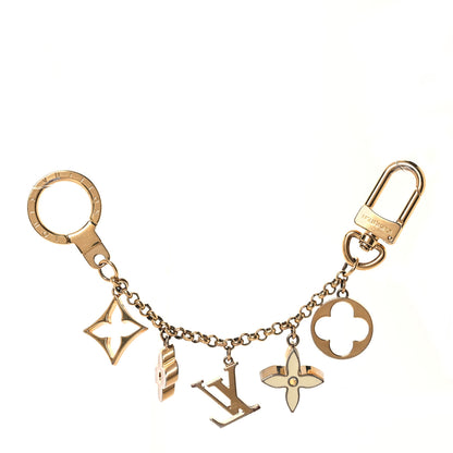 Louis Vuitton Brass Enamel Fleur De Monogram Bag Charm Chain Gold 1 of 3