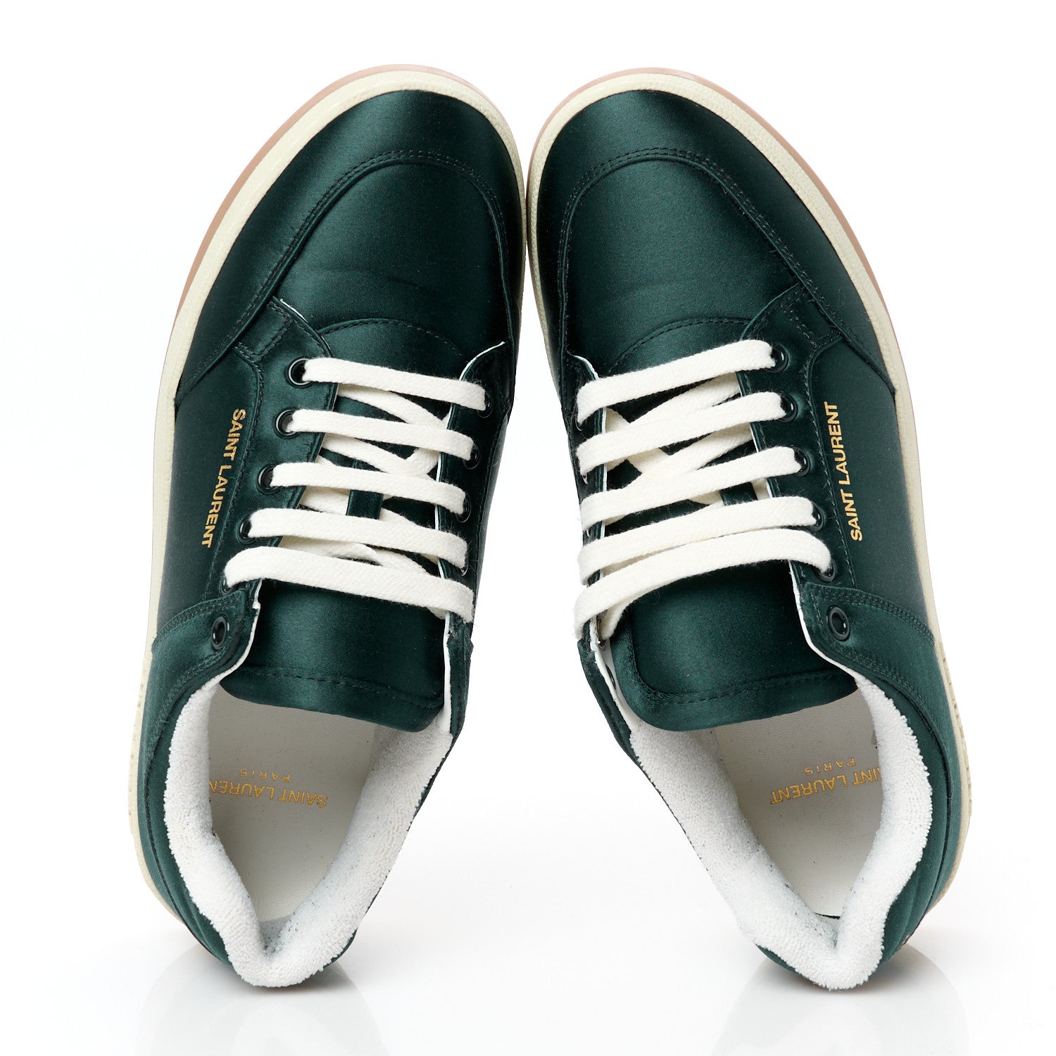 Saint Laurent Satin Low Top Sneakers 38 Green 2 of 10