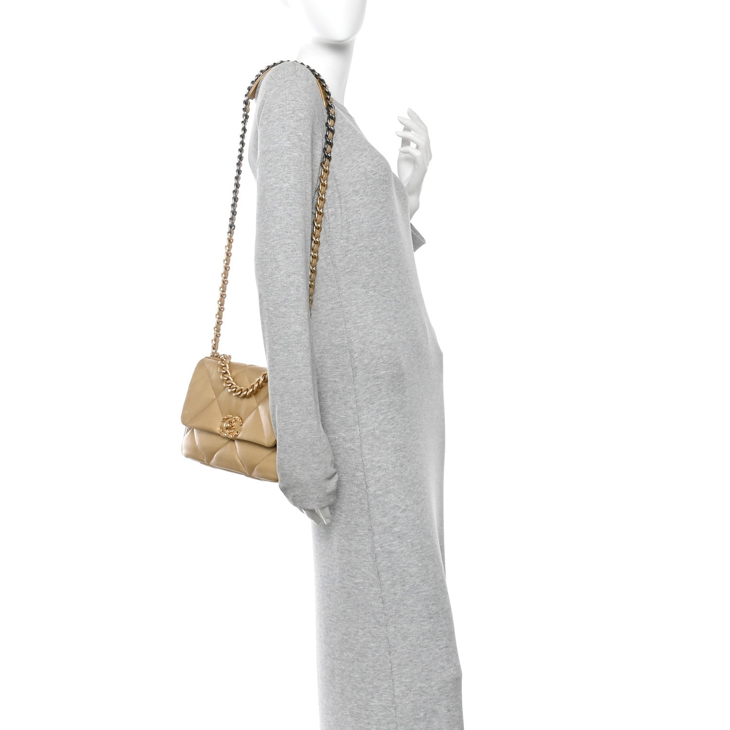 Chanel Metallic Goatskin Quilted Medium Chanel 19 Flap Gold 2 of 12