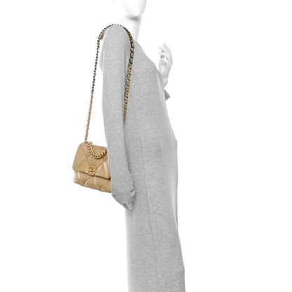 Chanel Metallic Goatskin Quilted Medium Chanel 19 Flap Gold 2 of 12