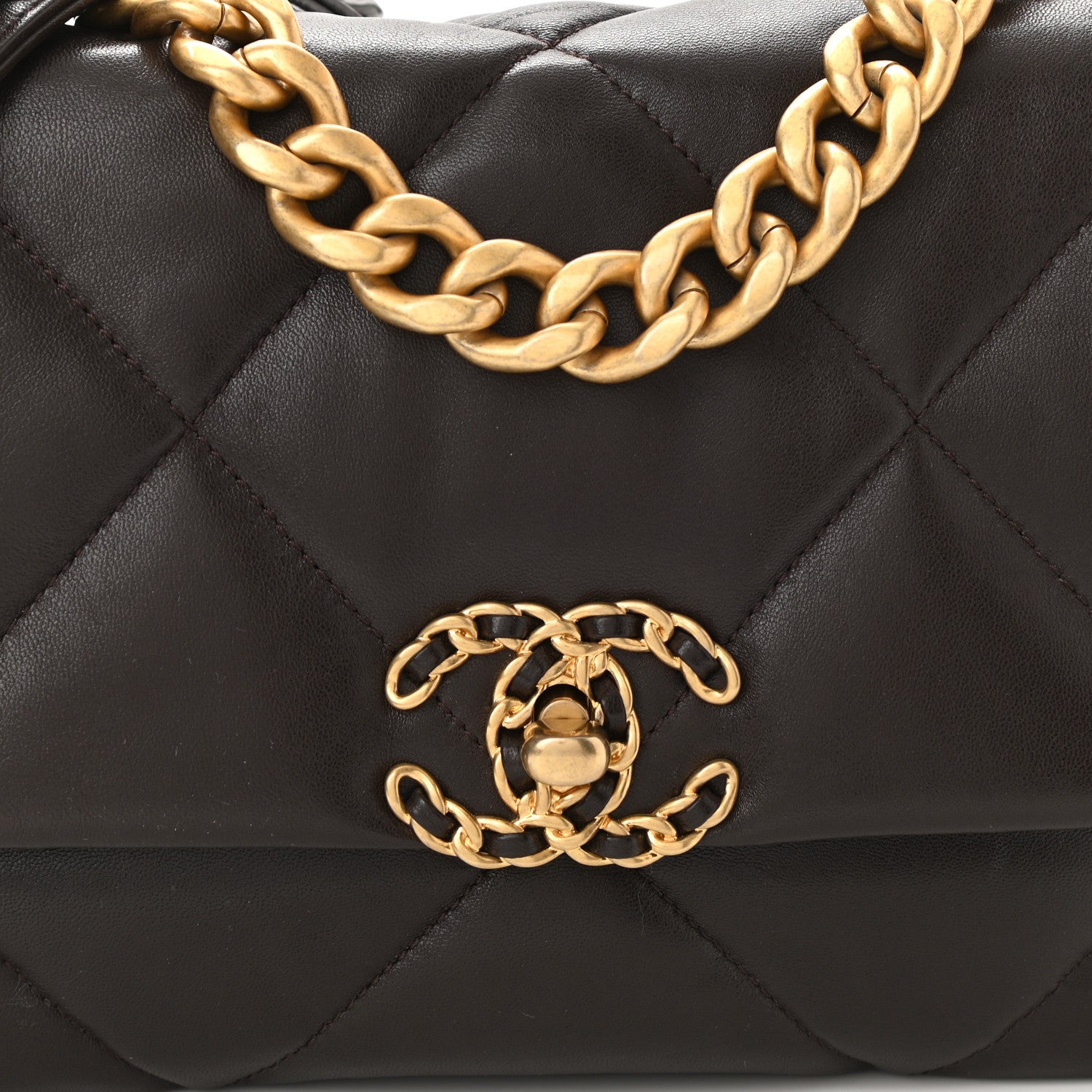 Chanel Lambskin Quilted Medium Chanel 19 Flap Dark Brown 8 of 11