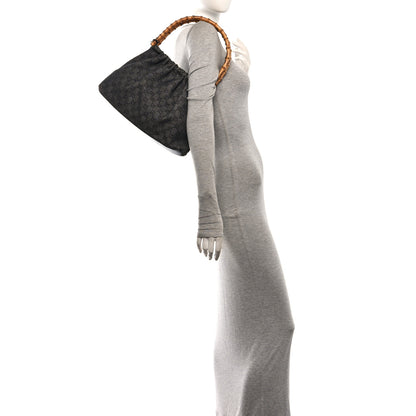 Gucci Monogram Bamboo Top Handle Bag Black 2 of 10