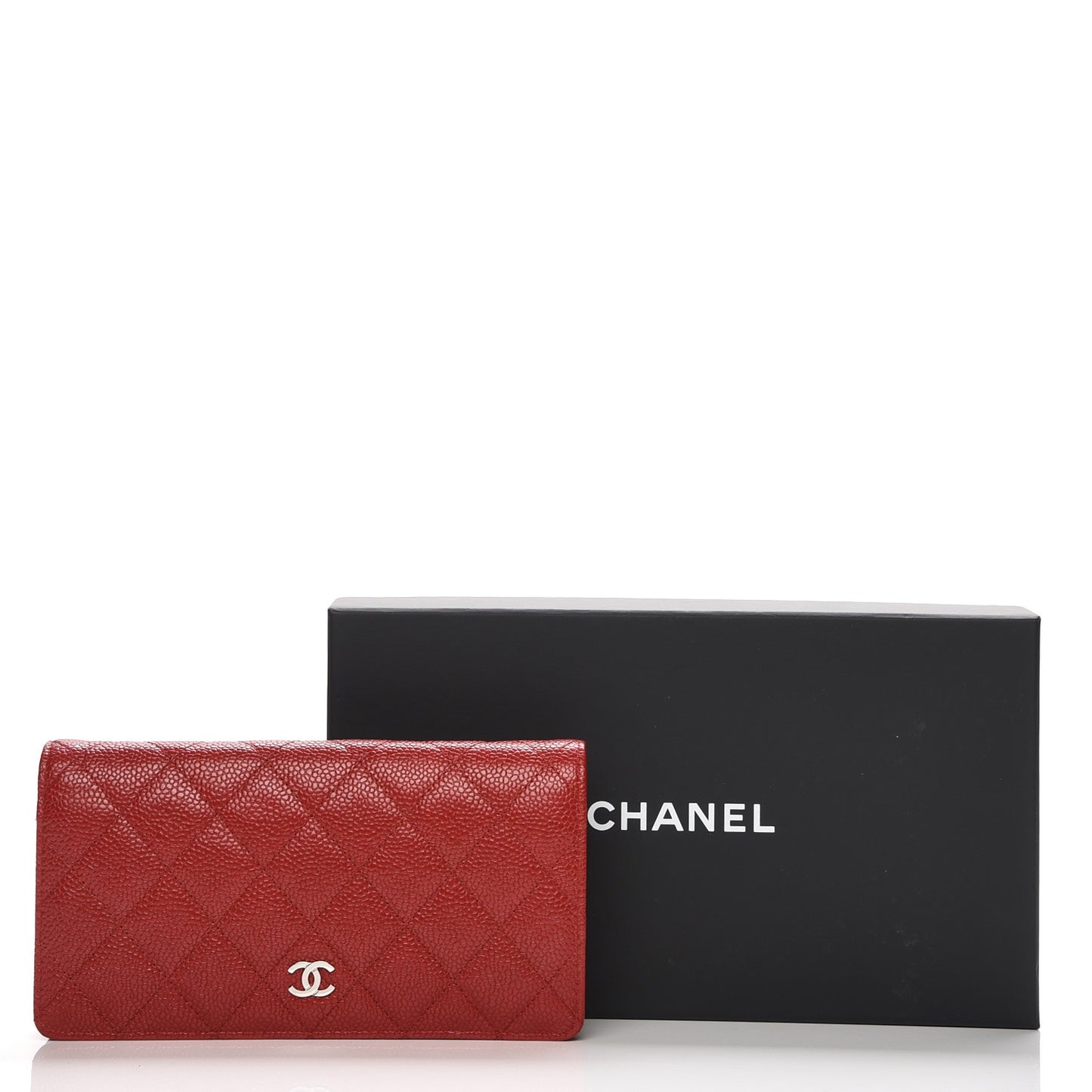 Caviar Quilted Yen Wallet Red