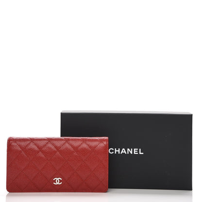 Chanel Caviar Quilted Yen Wallet Red 9 of 9