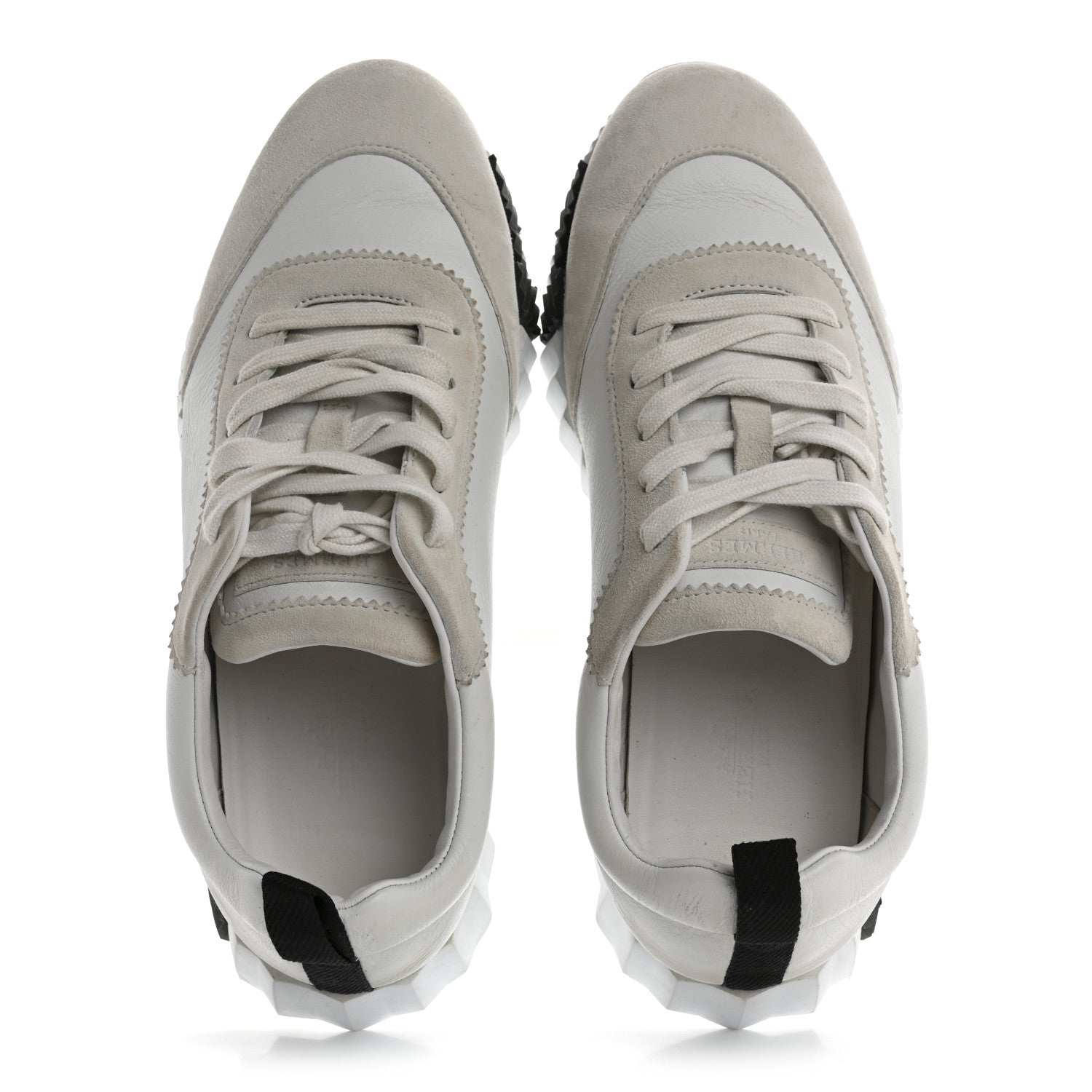 Hermes Goatskin Suede Goatskin Bouncing Sneakers 38 White Black 2 of 12