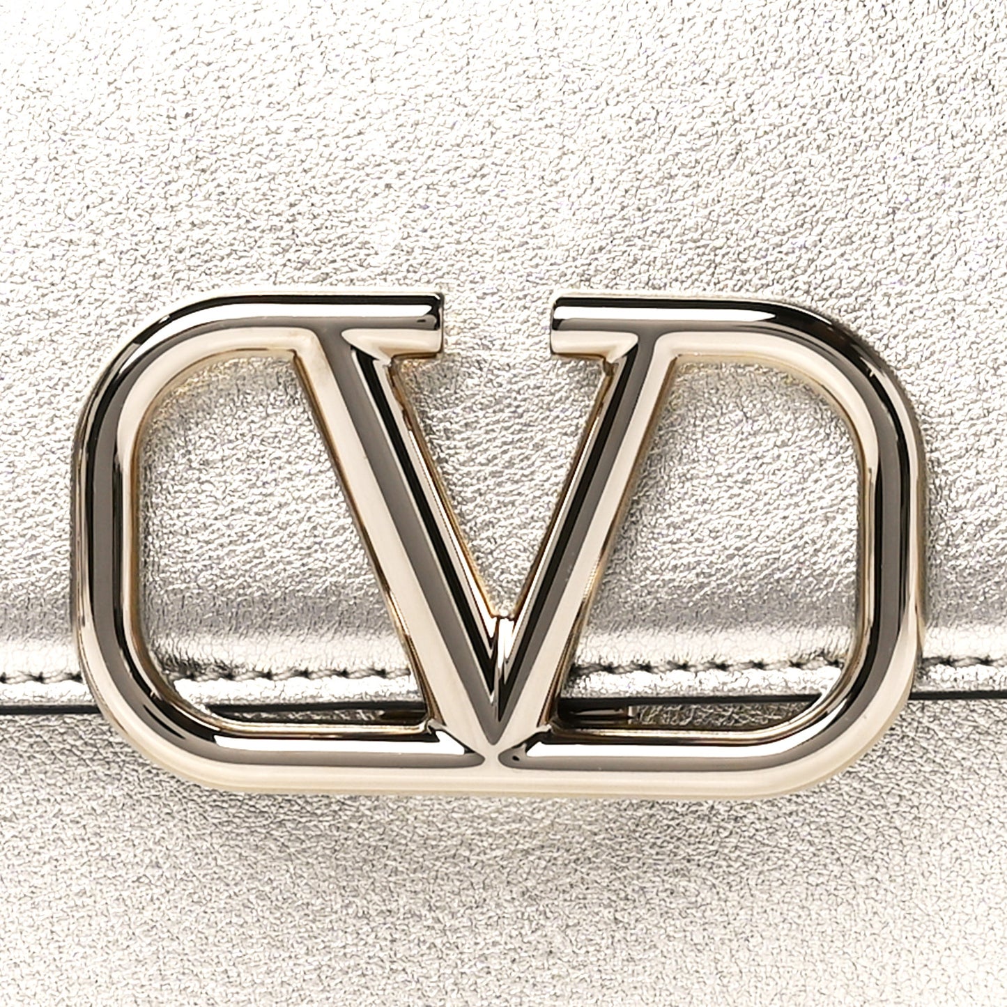 Metallic Calfskin Small VSling Shoulder Bag Silver